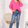 Sweter Classic V-neck neon pink