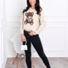 Bluza damska z haftem Bear beżowa